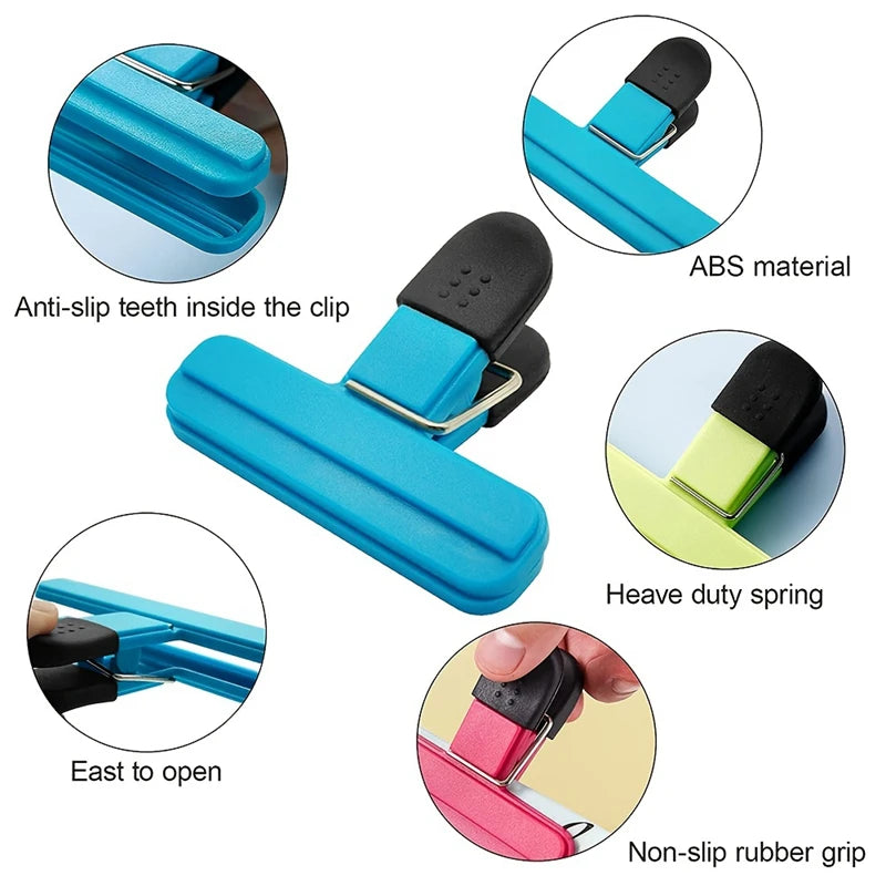 6Pcs Portable Large Chip Bag Clips Plastic Assorted Sizes Food Snack Seal Sealing Clip Sealer Clamp Kitchen Storage Accessories