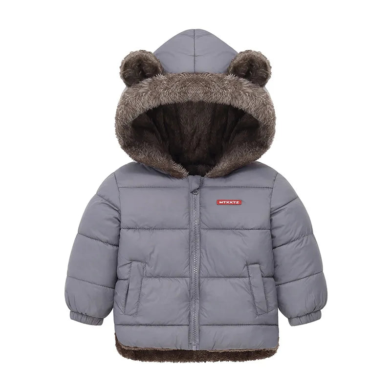 Kids Thick Warm Coats Winter Children's Fleece Hooded Jackets Autumn Cashmere Padded Snowsuit Boys Girls Cotton Outerwear 2-6Y