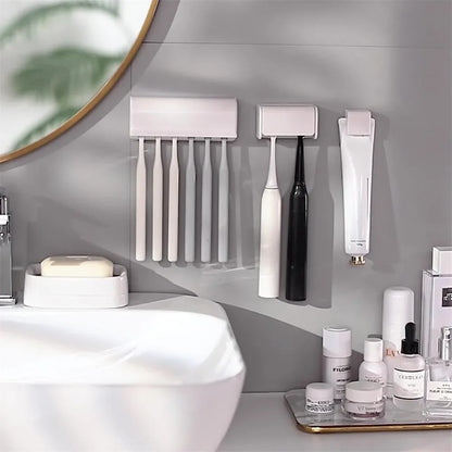 Toothbrush Holder Punch-free Wall-mounted Toothpaste Holder Toothpaste Storage Rack Holders Bath Organizer Bathroom Accessories