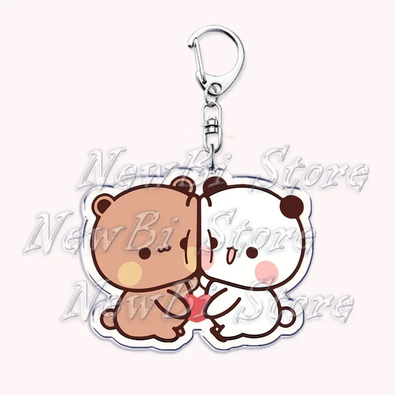 Cute Bubu Dudu Keychains Baby Grey Bear White Panda Keyring for Accessories Bag Pendant Key Chain Jewelry Fans Couple Love Gifts