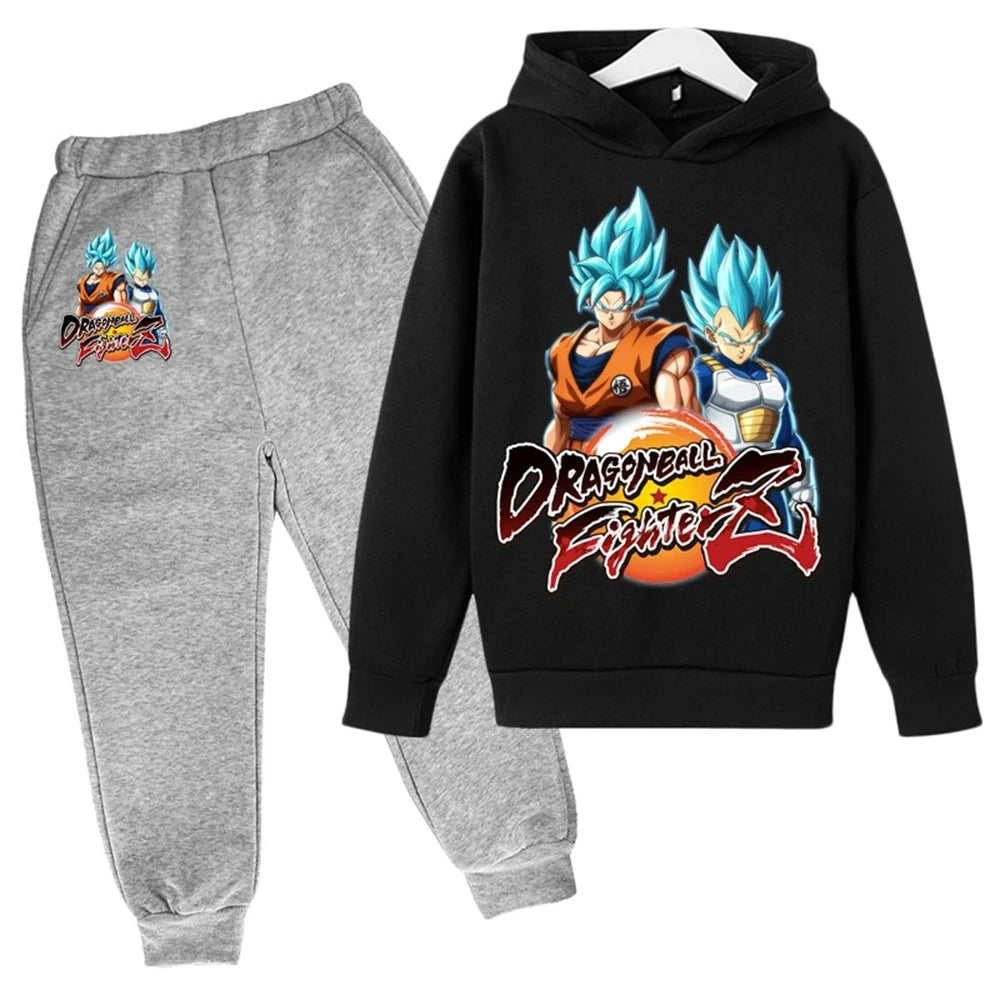 Winter Dragon Ball hoodies for boys and girls, children's cartoon Goku sweatshirts, outdoor sports children's simple fashion top