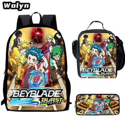 Anime-Bey-Blade Child School Backpack With Cartoon Lunch Bags Cartoon Pencil Bags School Bags for Boys Girls Best Gift