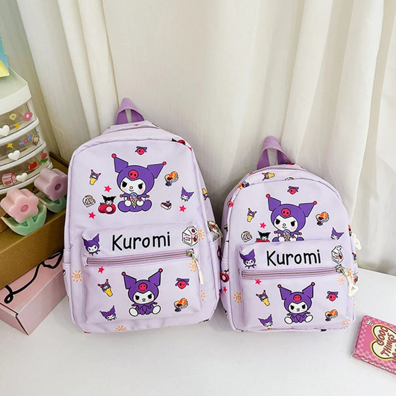 Sanrio Kuromi Hello Kitty My Melody Cinnamoroll Cartoon Backpack Cute Pompom Purin Pochacco School Bag For Adults Kids Sac A Dos