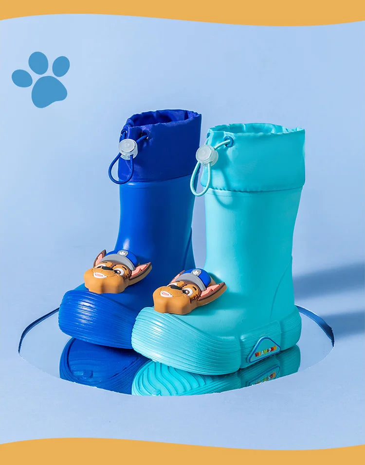 PAW Patrol children's rain shoes, non-slip middle tube rubber shoes, waterproof bunched rain boots for boys and girls