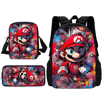 Cute M-MarioS Child School Backpack With Shoulder Bag Pencil Bags School Bags for Boys Girls Best Gift