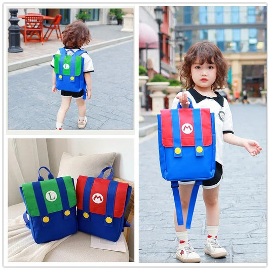 Super Mario Bros Backpack High Capacity Nylon Waterproof Anime Peripherals Kindergarten Baby School Bag Cosplay Festive gift