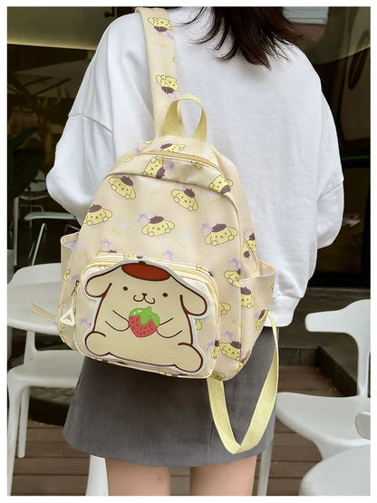 Sanrioed Anime Hello Kitty Cinnamoroll My Melody Kuromi Cute Kid Backpack Kawaii Cartoon Leather Mini School Bag Holiday Gift