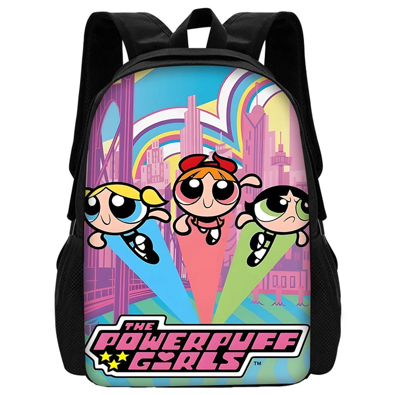 3 pcs set Cute Anime Powerpuffs Girlss Child School Backpack with Lunch Bags ,Pencil Bags ,School Bags for Boys Girls Best Gift