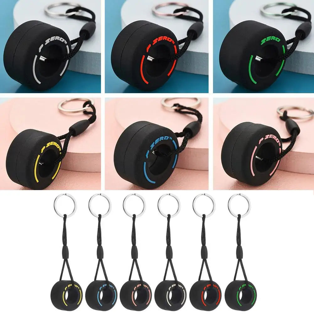 Luxury Mini F1 Racing Tire Keychain Car Key Accessories PVC Tyre Pendant Bag Charm Men's Gadgets Gifts For Friends Car Lovers