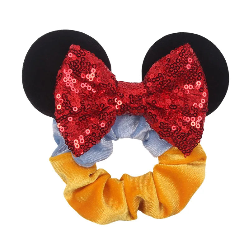 Disney Mickey Christmas Hair Loop Thickened Velvet Pig Intestine Hair Loop Elastic Gold Velvet Headband