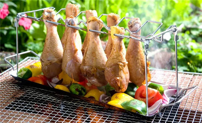 BBQ Stainless Steel Barbecue Chicken Wing and Leg Rack Beef Chicken Wing Leg Grill Barbecue Cooking Drumstick Oven Roaster Stand