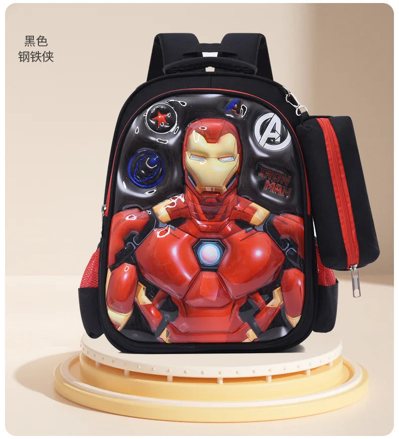 Marvel Children Backpack for Grades 1-3 3D Hard Shell Anime Cartoon Batman Sofia Lightweight Breathable Waterproof Bags Gifts