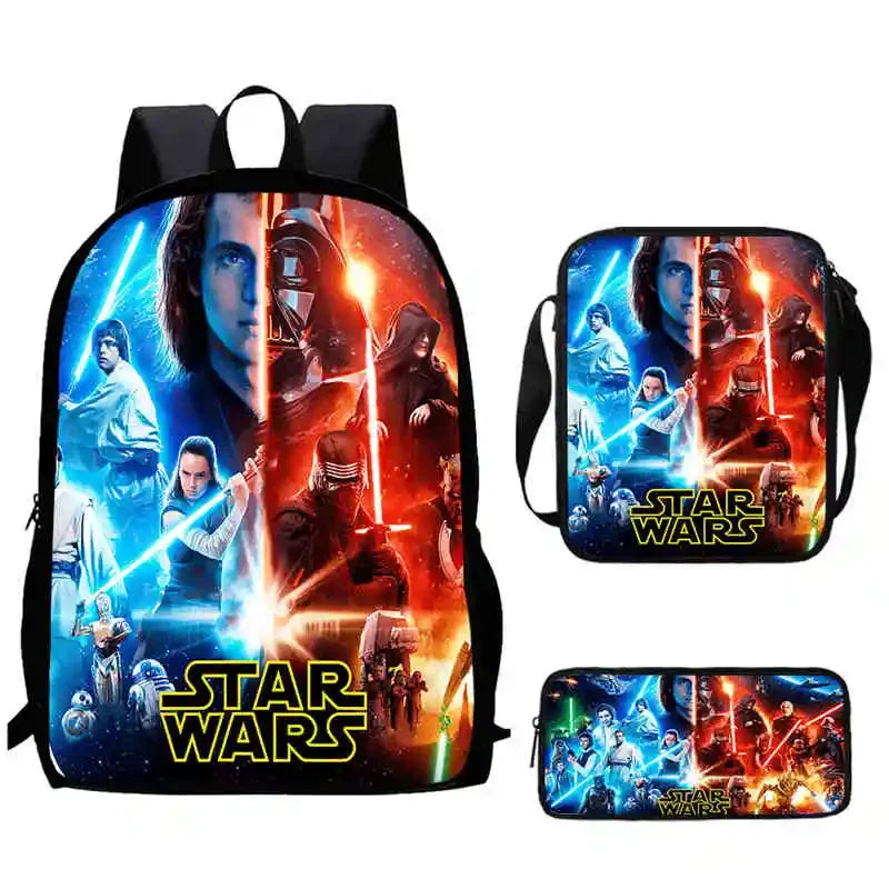 Cartoon S-Star-W-Wars Child School Backpack With Shoulder Bags Pencil Bags For Kindergarten,Best Gift For Boys and Girls