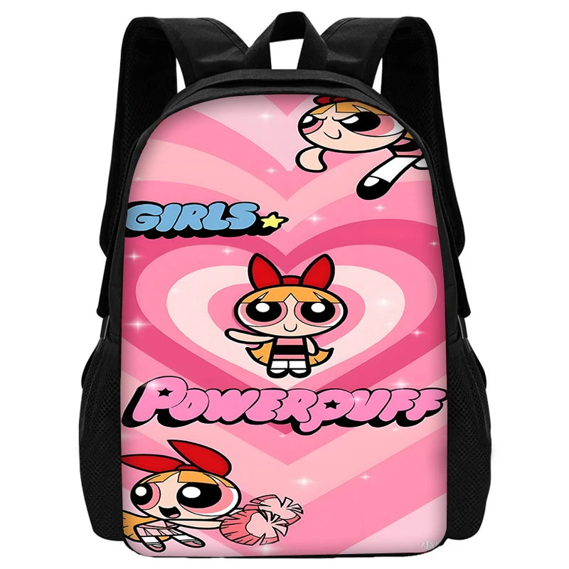 3 pcs set Cute Anime Powerpuffs Girlss Child School Backpack with Lunch Bags ,Pencil Bags ,School Bags for Boys Girls Best Gift