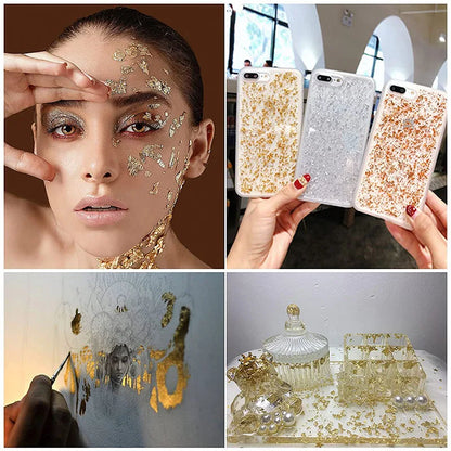 3/5g Gold Silver Bronze Foil Paper Irregular Aluminum Sticker Flakes Glitter Handmade Epoxy Resin Decor Candle Making Supplies