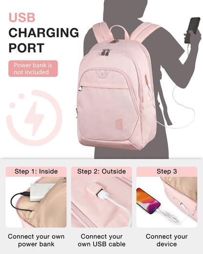 BAGSMART Backpacks for Women School Bag for girl 17.5''/15.6'' Notebook Travel Laptop Computer Backpack with USB Charging Port