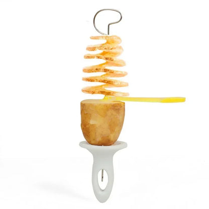 Potato Slicing Skewer Manual Rotating Tower Spiral Cyclone Potato Roll Slicing Skewer Cut Potato Roll Gadgets