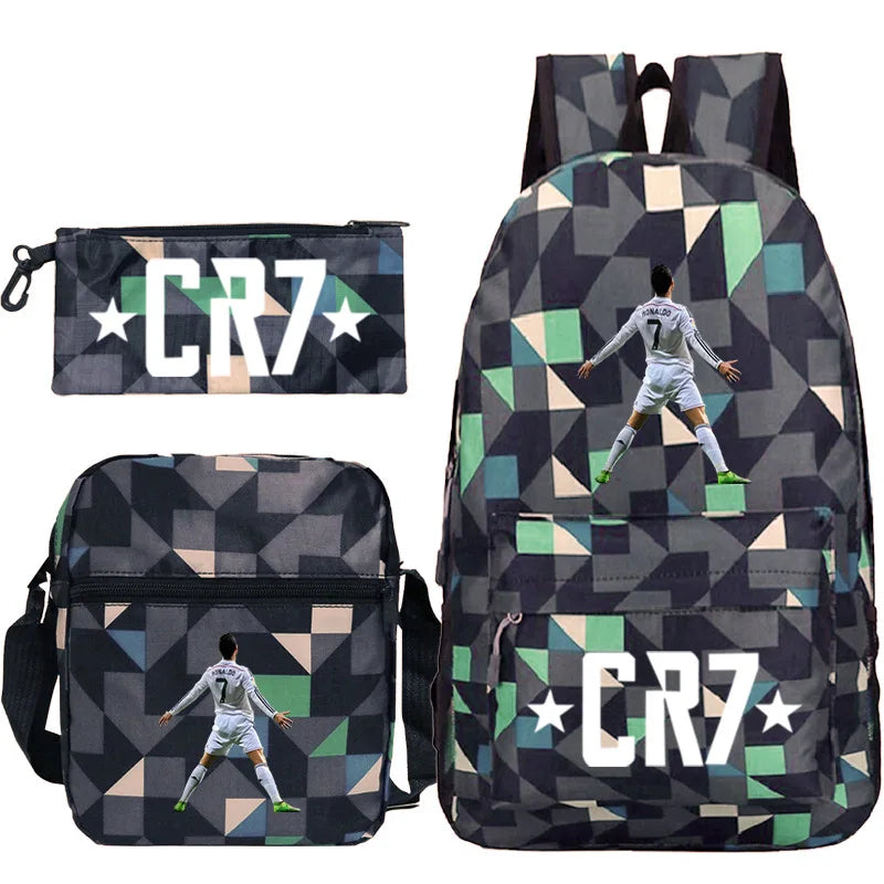 New 3pcs CR7 Backpacks Simple Style Lightweight Boys Girls School Bags Capacity Teens Laptop Backpack Women Men Travel Mochilas