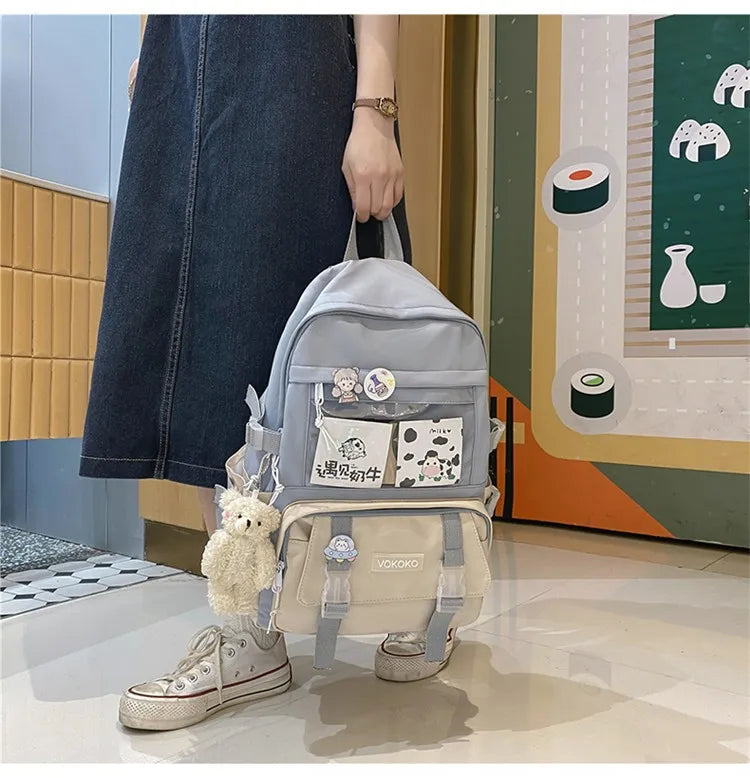 Kawaii Women Backpack Waterproof School Bag For Teenager Girl Student Bookbag Laptop Rucksack Cute Female Travel Bagpack Mochila