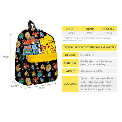 pokemon, pikachu, cartoon, elementary and middle school students' schoolbags, children's backpacks  anime  anime figure