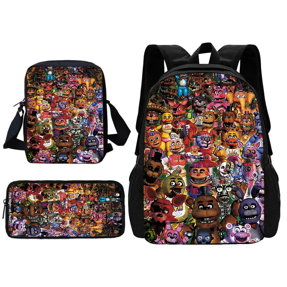 Cartoon Five Night At Freddy Child School Backpack With Shoulder Bag Pencil Bags School Bags for Boys Girls Best Gift