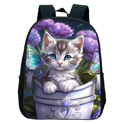 Cute Cat Print Backpack For Preschool Children Kitten Pattern School Bags Lightweight Boys Girls Kindergarten Backpack Kids Gifs