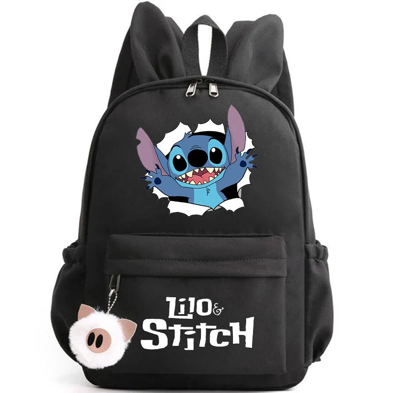 Disney Lilo Stitch Cute Backpack for Girl Boy Student Teenager Rucksack Women Casual School Bags Travel Rabbit Ears Mochila