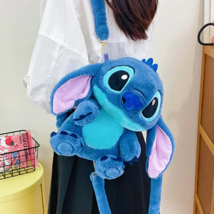 Kawaii Disney Stitch Bag Plush Backpack Bagpack Double Shoulder Crossbody Bag Storage Pouch Plushie Anime Toy Gift for Girls