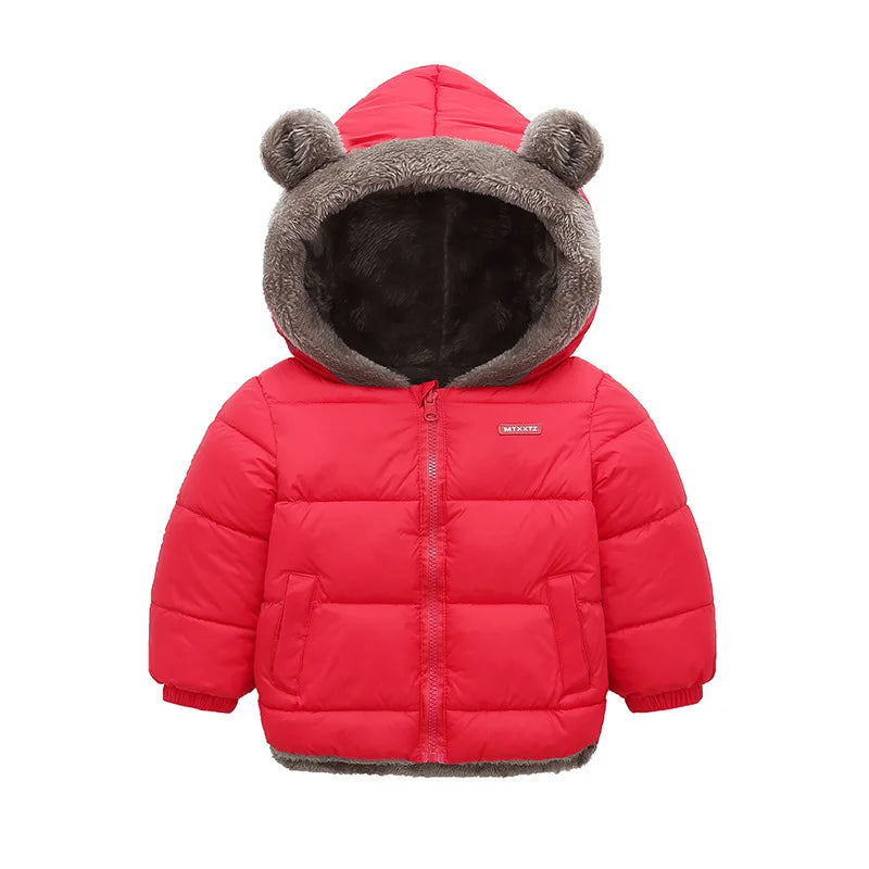 Kids Thick Warm Coats Winter Children's Fleece Hooded Jackets Autumn Cashmere Padded Snowsuit Boys Girls Cotton Outerwear 2-6Y