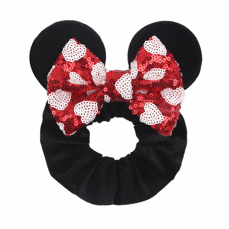 Disney Mickey Christmas Hair Loop Thickened Velvet Pig Intestine Hair Loop Elastic Gold Velvet Headband