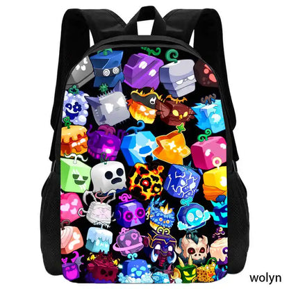 Blox Anime Fruits School bags for Boy Girls Mochila Cartoon Children's Backpack Anime Game Book Bags Light Weght and Durable