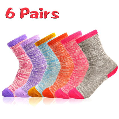 6 pairs of striped cotton socks for kids - Girls Breathable cotton socks for kids (1-14 years)