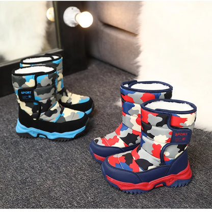 2024 Winter Children Shoes Plush Waterproof Fabric Non-Slip Girl Shoes Rubber Sole Snow Boots Fashion Warm Outdoor Boots