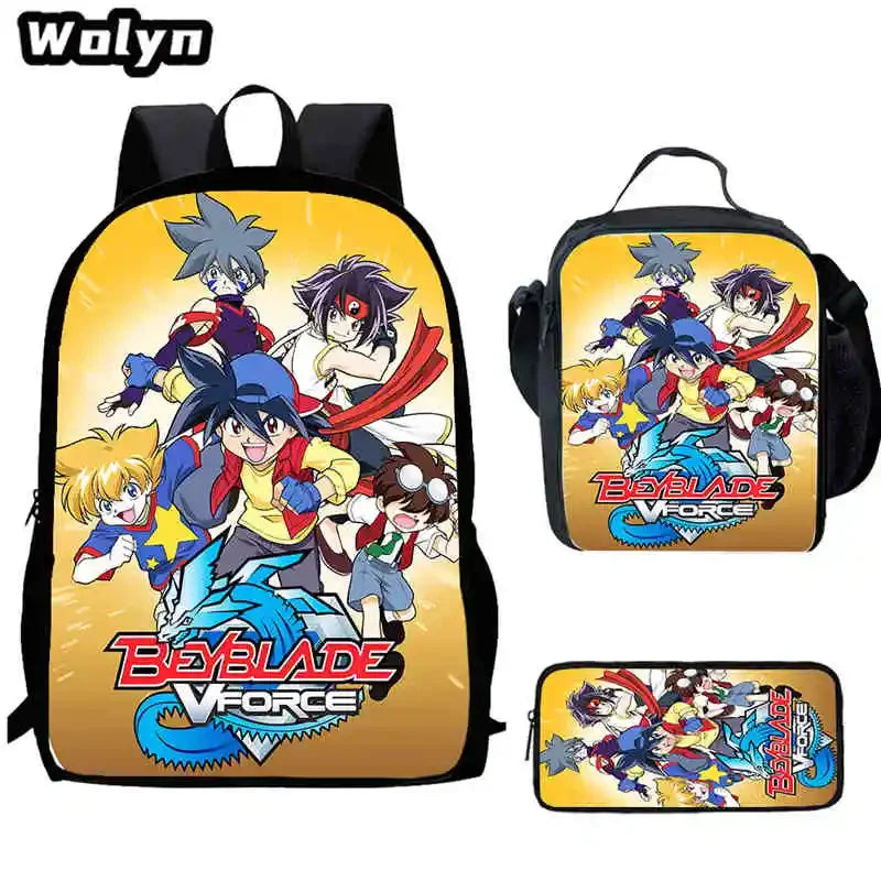 Anime-Bey-Blade Child School Backpack With Cartoon Lunch Bags Cartoon Pencil Bags School Bags for Boys Girls Best Gift