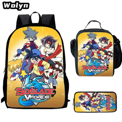 Anime-Bey-Blade Child School Backpack With Cartoon Lunch Bags Cartoon Pencil Bags School Bags for Boys Girls Best Gift