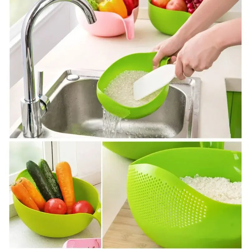 Food Grade Utensils for Plastic Rice Beans Peas Washing Filter Strainer Cleaning Gadget Kitchen Accessories Basket Sieve Drainer