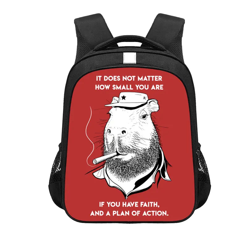 Kawaii Capybara Print Backpack Women Men Don't Worry Be Capy Children Student School Bags Laptop Kindergarten Rucksack Gift