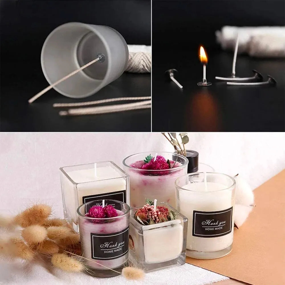 100PCS Candle Wick Stickers Transparent Acrylic Heat Resistance Double-Sided Stickers for Candle Making Kit DIY Tool