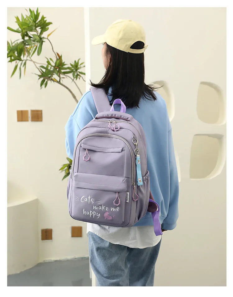 Fengdong Kawaii school Backpack for Girls cute School Bags Waterproof bookbag Teens College Student Large Travel Shoulder Bag