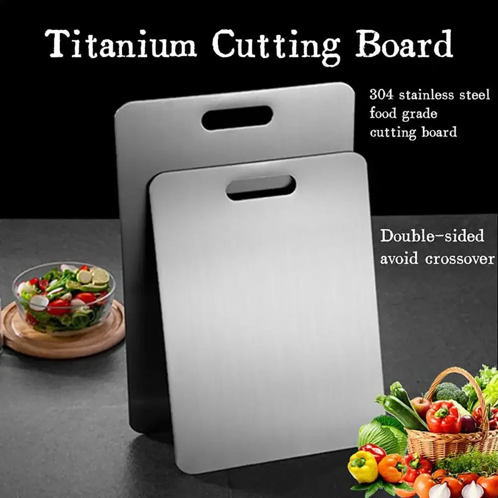 Titanium Cutting Boards for Kitchen, Stainless Steel Cutting Board, 304 Stainless Steel Double-Sided Food Grade Cutting Board