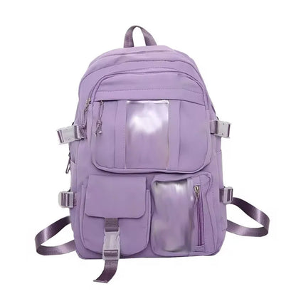 Popular Pink Purple Color Girls High School Student Backpack Bags Without any accessory version