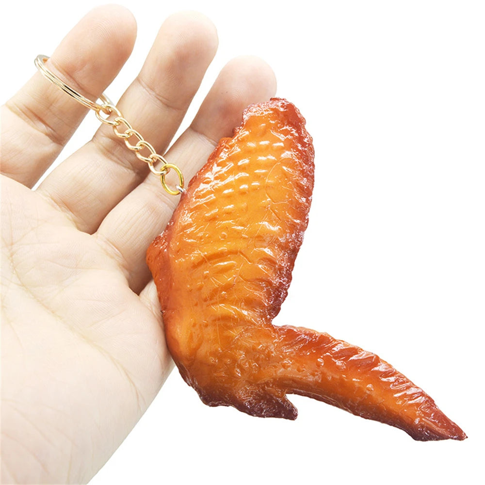 Funny Fried Chicken Leg Chicken Wing Keychain Creative Mini Simulation Food Pendant With Key Ring For Handbag Purse Accessories