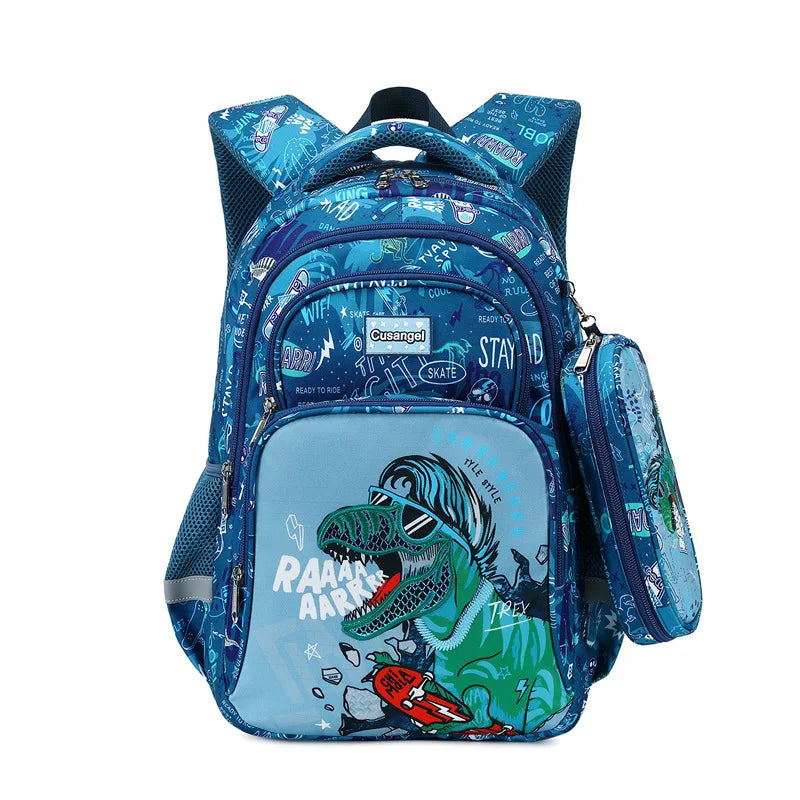 Boys Dinosaur Backpack Set with Lunch Box Pencil Case, School Book Bag for Kids Elementary Preschool