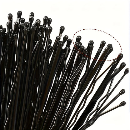 50/100pcs Classic Black Hair Clips For Girls - 2.17inch Alloy Bobby Pins, Fashionable Accessory For Teens & Up