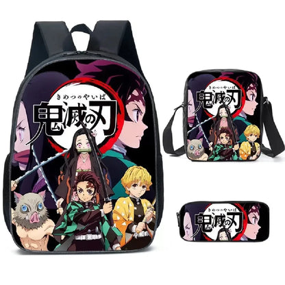 Nezuko Demon Slayer Anime 3Pcs/Set Backpack Student School Shoulder Bag Kids Cute Travel Backpack for Children Birthday Gifts