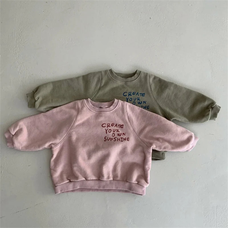 Children Casual Sweatshirts Unisex Trends Pullovers Boys Girls Vintage Streetwear Tracksuit 1-6Y Kids Letter Fashion Hoodies