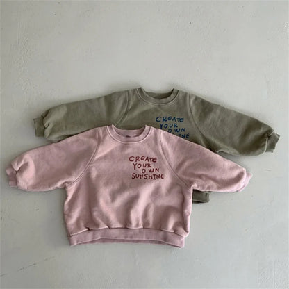 Children Casual Sweatshirts Unisex Trends Pullovers Boys Girls Vintage Streetwear Tracksuit 1-6Y Kids Letter Fashion Hoodies