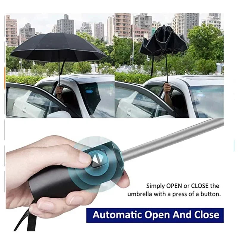 Men Women Umbrella  Fully Automatic Reverse Folding Umbrella with Windproof Reflective Stripe UV Umbrellas