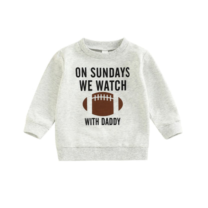 2022-09-02 Lioraitiin 0-6Years Toddler Kids Girl Boy Sweatshirt Ball Season Daddy Mommy Letters Football Print Pullover Tops