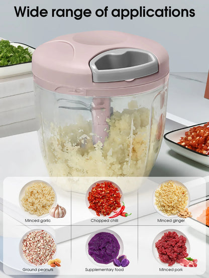 Multifunctional Manual Blender 900ml Kitchen Blender Garlic Stirr Kitchen Mini Manual Pull Ring Garlic Pounder Small Blender